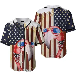 American Flag Flamingo Baseball Jersey, Idea Gift for Men & Women