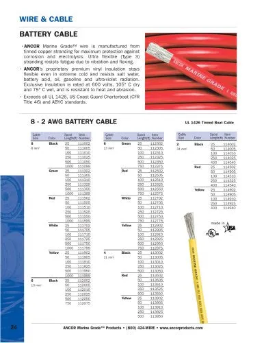 Ancor Marine Grade Primary Wire and Battery Cable (Red, 25 feet, 2/0 AWG)