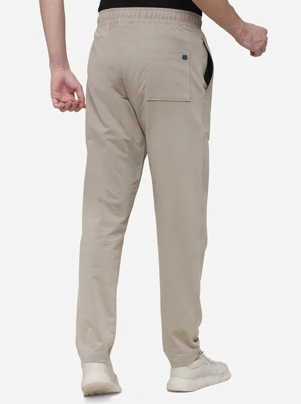 Beige Regular Fit Solid Track Pants | JadeBlue