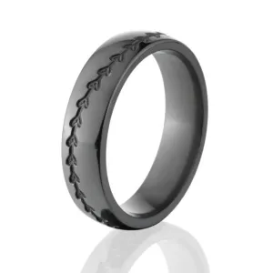 Black Zirconium Baseball Ring - 6mm Men's Ring