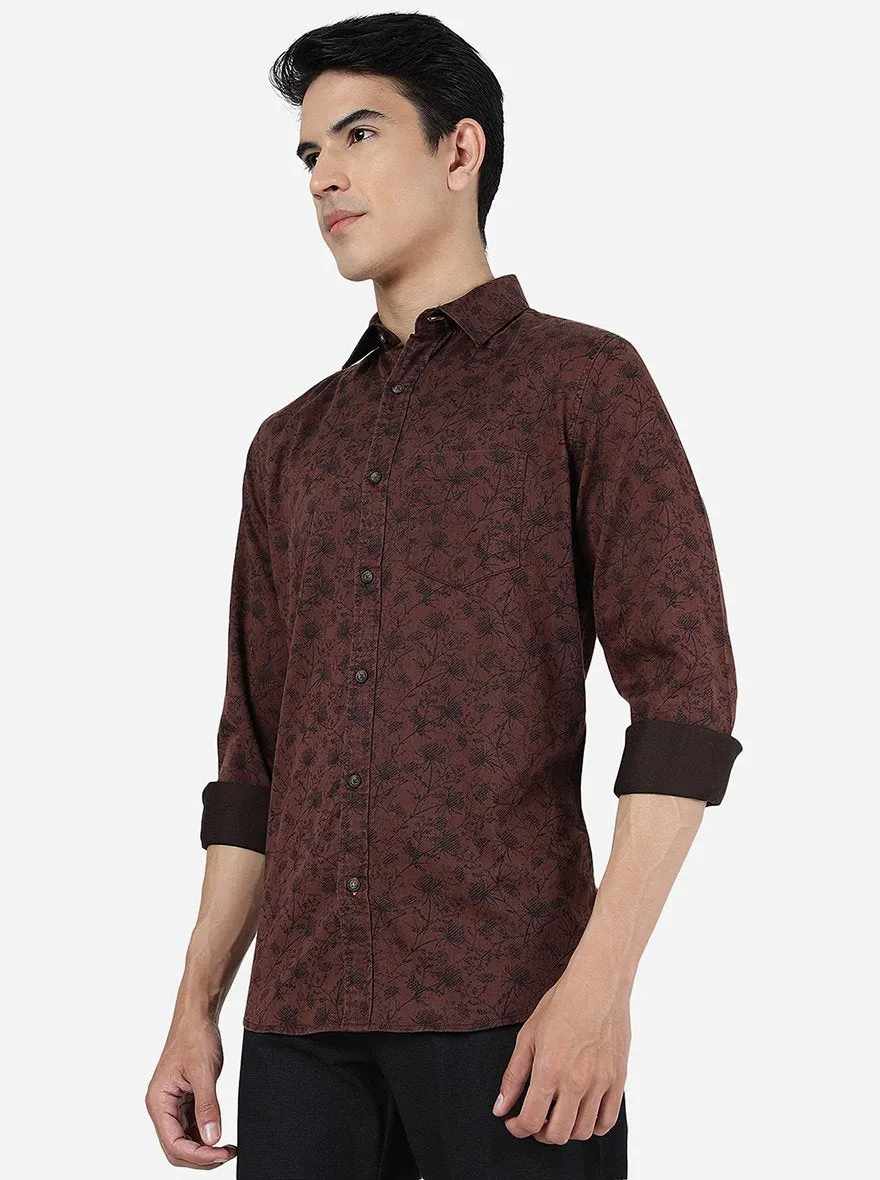 Copper Printed Slim Fit Casual Shirt | JadeBlue