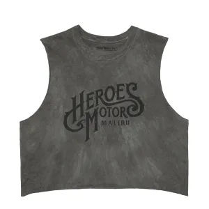 Crop Top "Heroes Motors Malibu" Vintage Gray