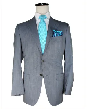 Kiton Suit Gray Blue 14 Micron Wool Sartorial EUR 48/ US 38 R SALE