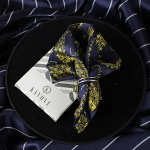 Kovove Blue and Yellow Floral Pocket Square For Men