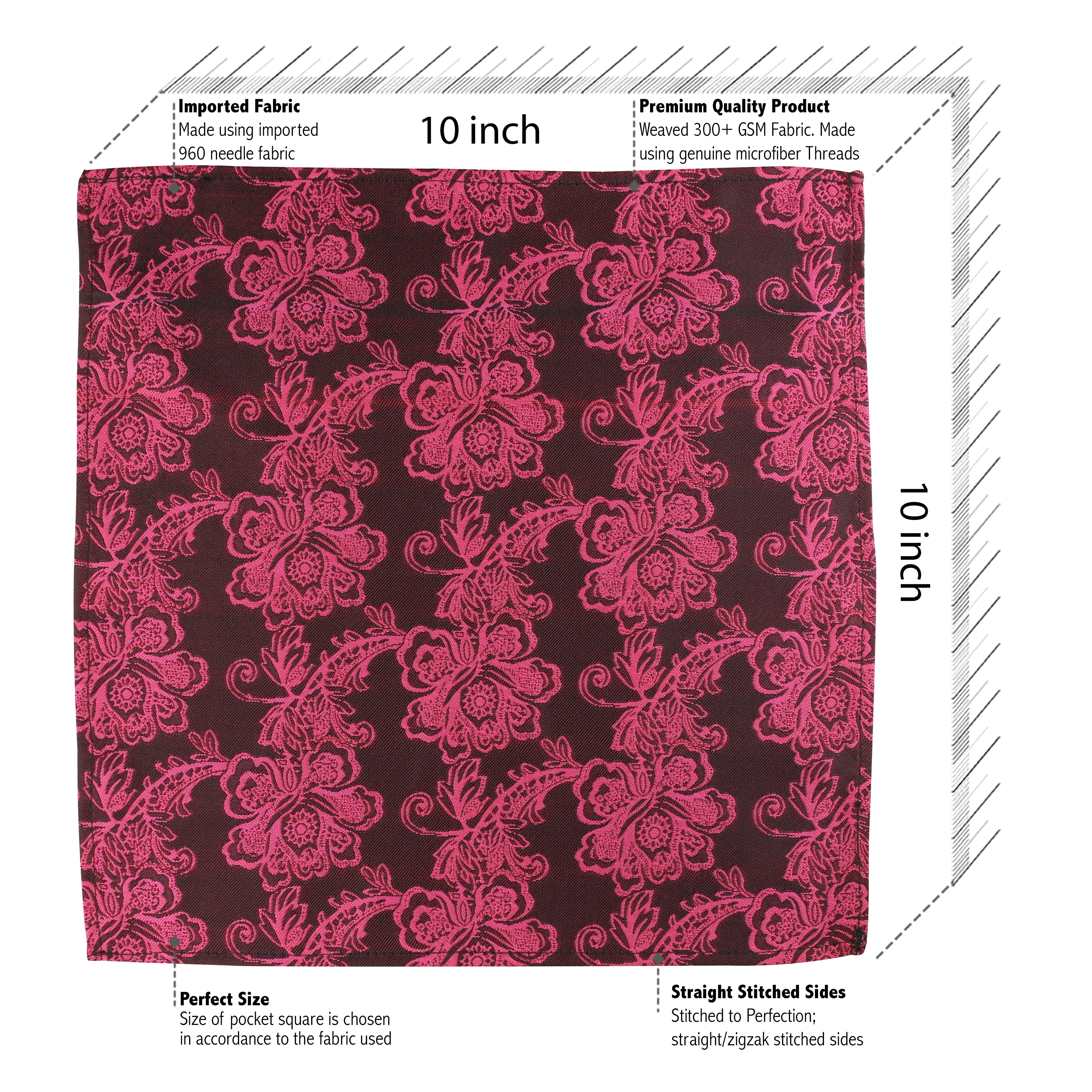 Kovove The Blooming Floral Maroon Necktie and Pocket Square Gift Box