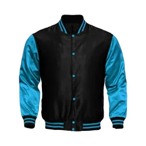 Mens Satin Jacket Black/Sky Blue