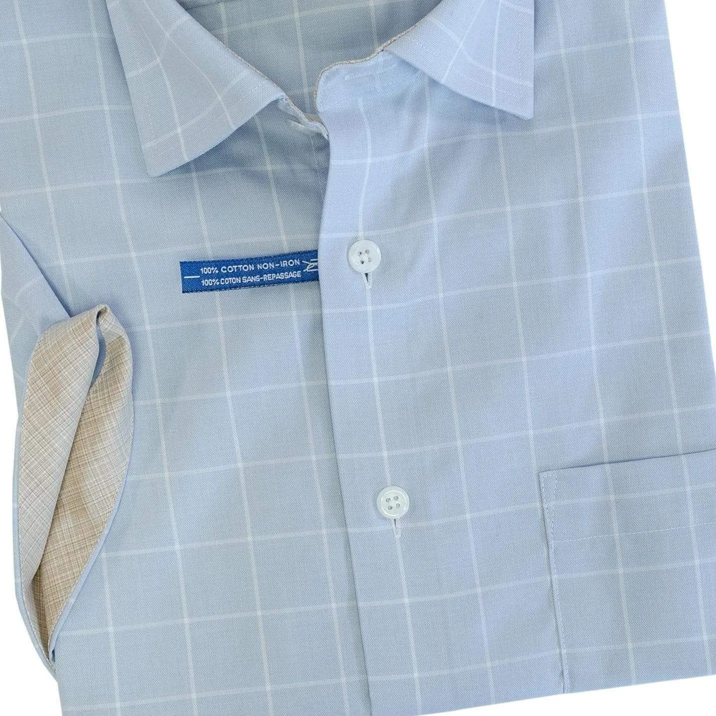 Mens Twilight Blue Leo Chevalier Cotton Non Iron Short Sleeve Sport Shirts