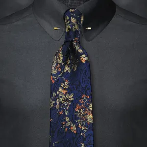 Men's Vintage Navy Embroidered Floral Necktie