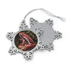 Red Frog Pewter Snowflake Ornament