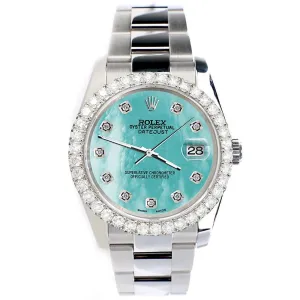 Rolex Datejust  Aquamarine Blue Dial with Custom Diamond Bezel   TFJ-142507912