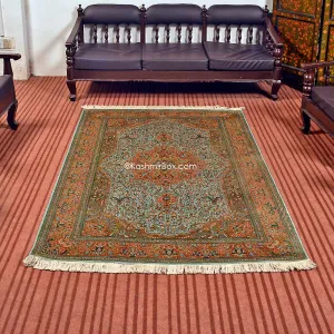 Sky Blue Mashad Silk Carpet