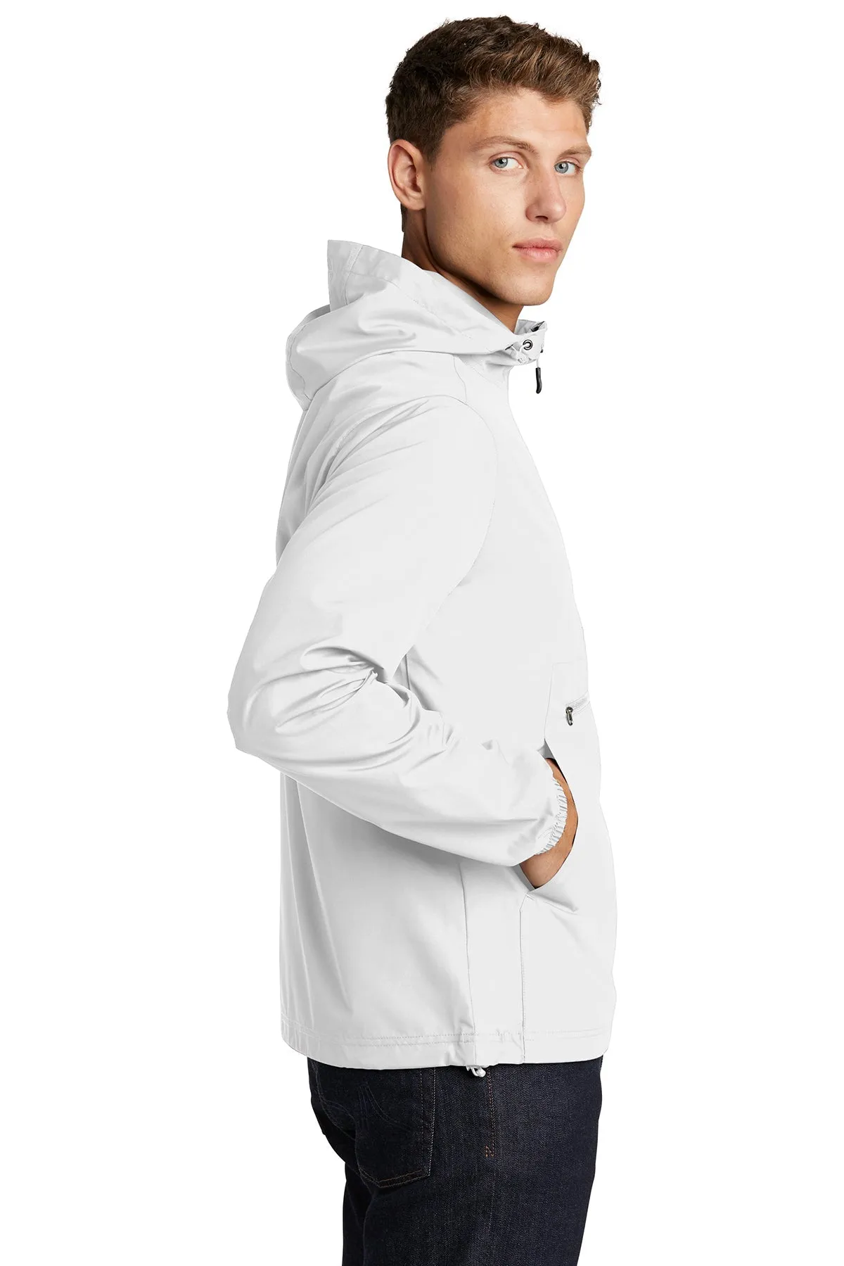 Sport-Tek Packable Custom Anorak Jackets, White