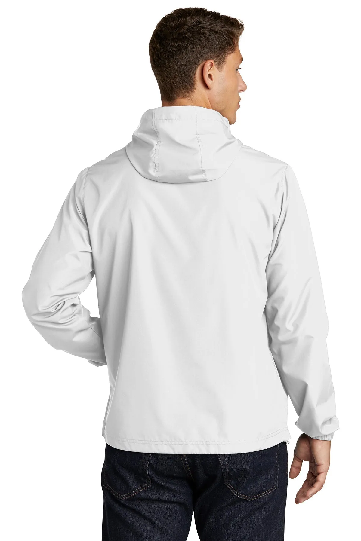 Sport-Tek Packable Custom Anorak Jackets, White