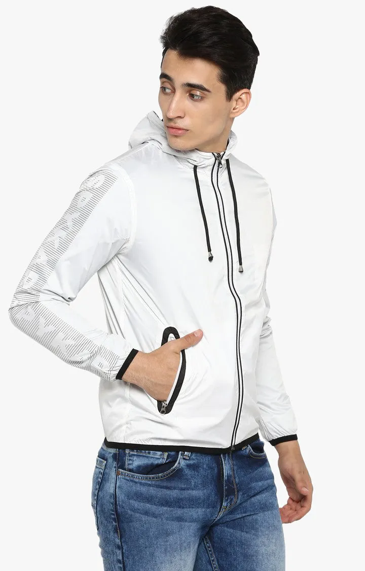 Spykar Men White Nylon Front Open Jacket