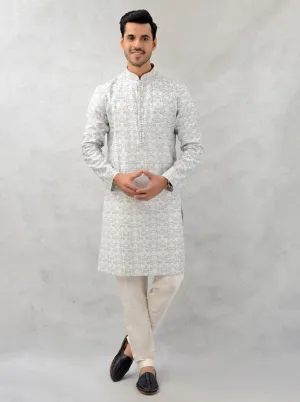 White & Grey Kurta Pajama | TULA