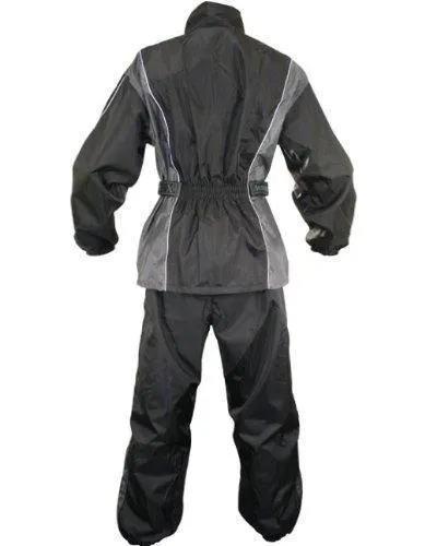 Xelement RN4795 Women's Black/Gray 2-Piece Motorcycle Rainsuit