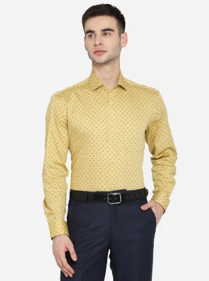 Yellow & Blue Printed Regular Fit Formal Shirt | JadeBlue