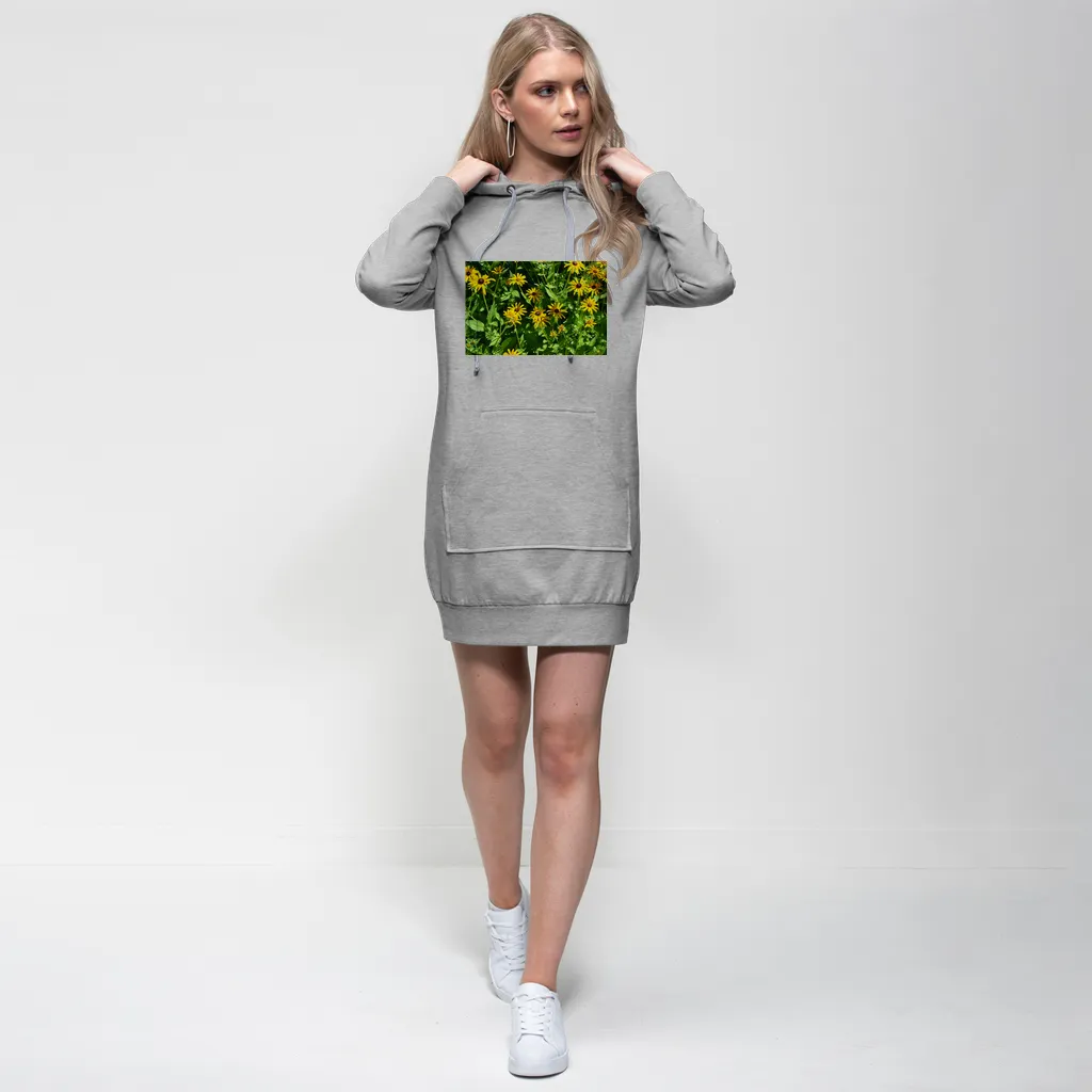 Yellow Flowers Premium Adult Hoodie Dress